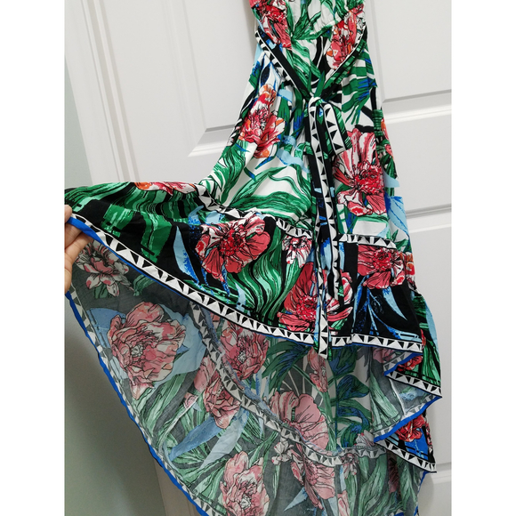 Flying Tomato Sz S Classy Boho Green Floral High Low Maxi Dress NEW without TAG - Picture 5 of 10